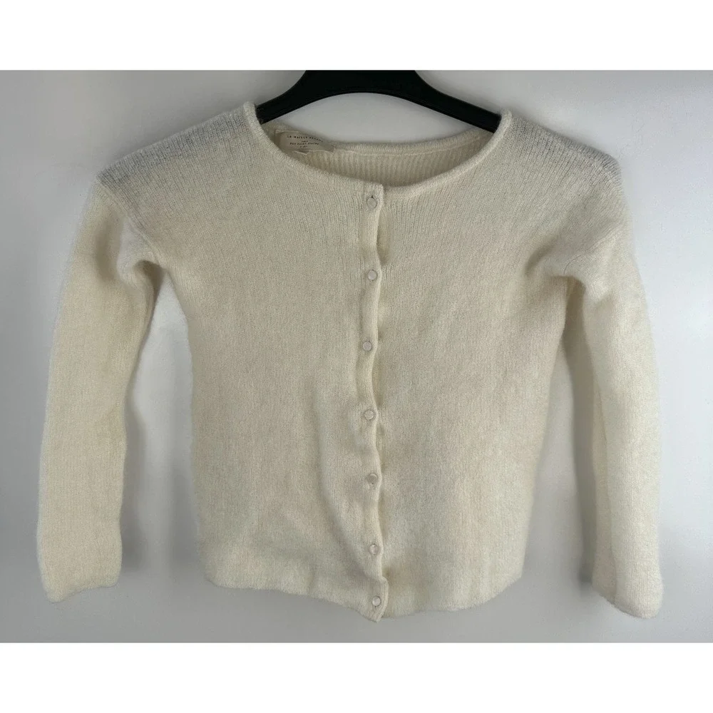 Sezane Gaspard Super Kid Mohair Baby Alpaca Ecru Cardigan Sweater XXS Luxury - Picture 14 of 14